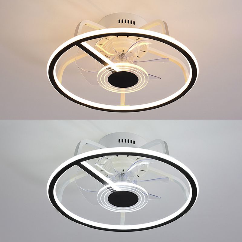 7-Blade Modernism Ceiling Fan Metallic Fan with Light for Living Room