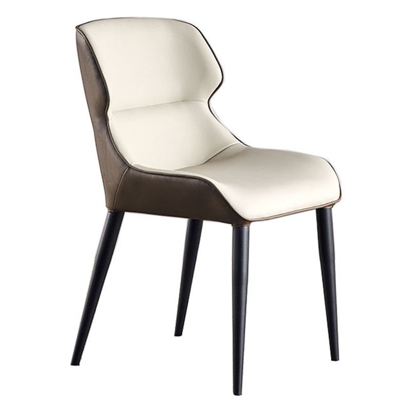 Modern Style Faux Leather Dining Chairs Metal Arm Dining Chair for Home Use