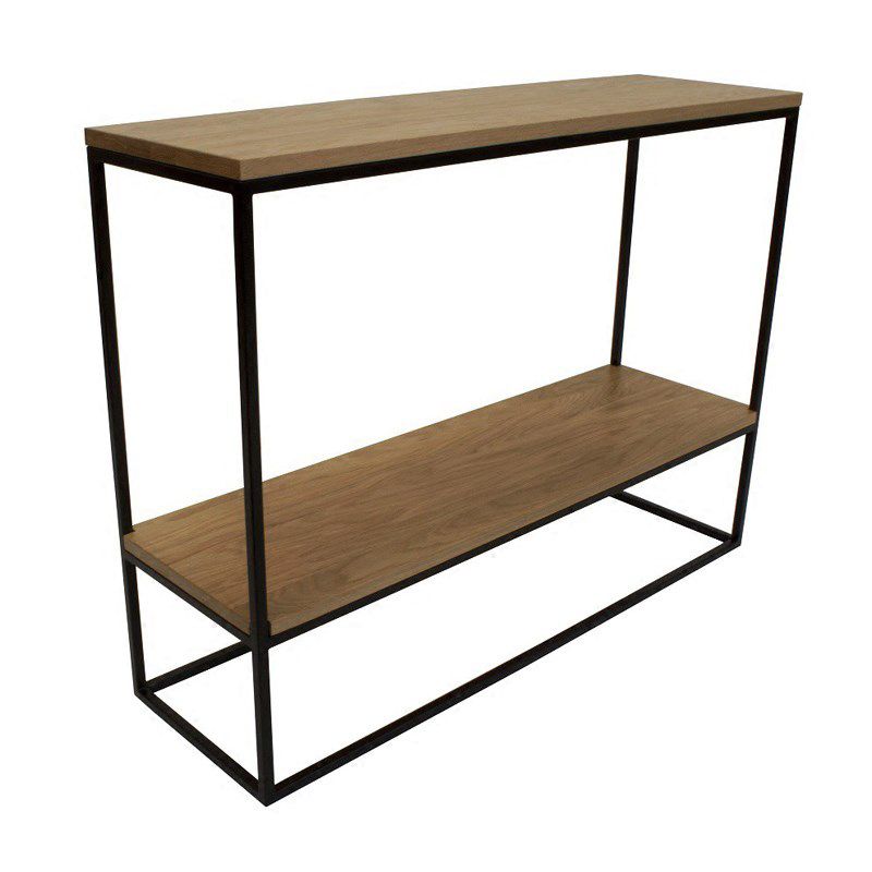 Wood Rectangle Console Table Mid-Century Modern Ironcraft Frame Accent Table