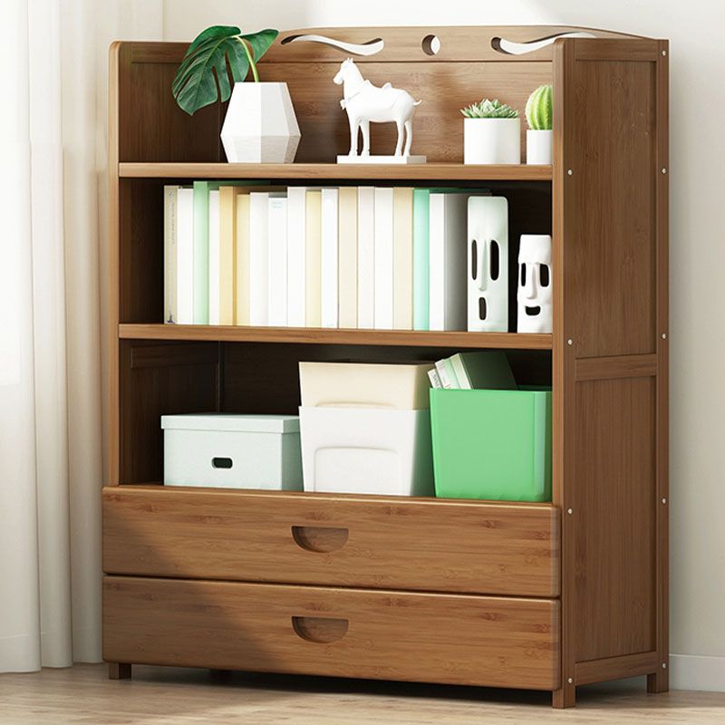 Modern Bamboo Shelf Bookcase Brown Closed Back Book Shelf for Study Room