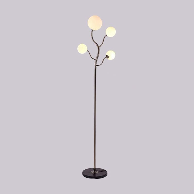 Modern Simple Iron Floor Lamp Tree Shape Floor Light with Glass Shade for Bedroom