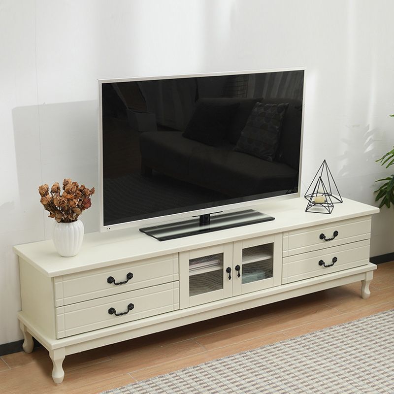 Traditional Solid Wood TV Stand 4-Drawer 19.7" H TV Console with Cabinet