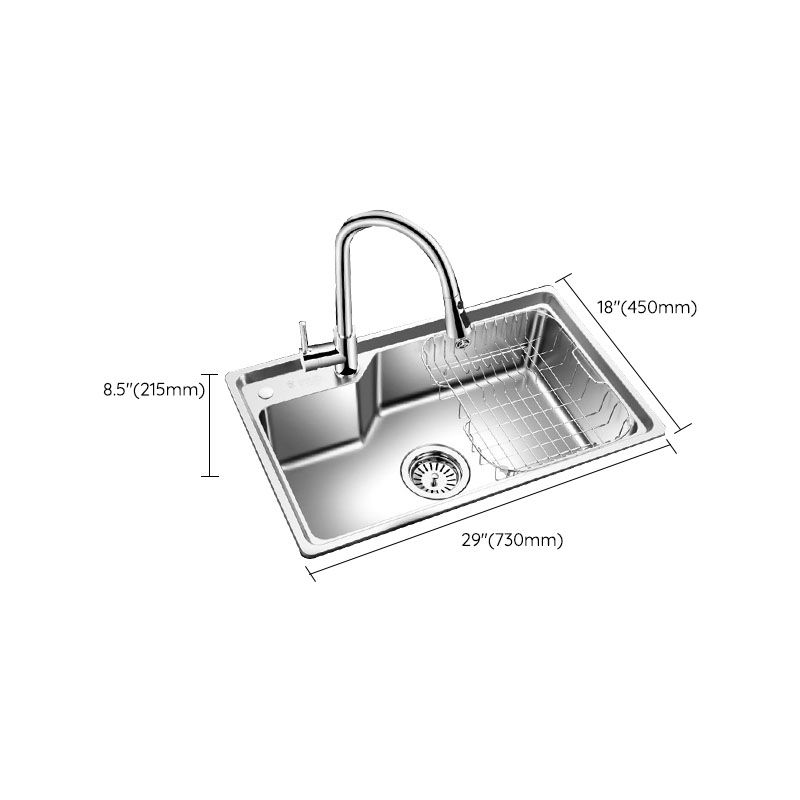 Contemporary Style Kitchen Sink Stainless Steel 2 Holes Drop-In Kitchen Sink