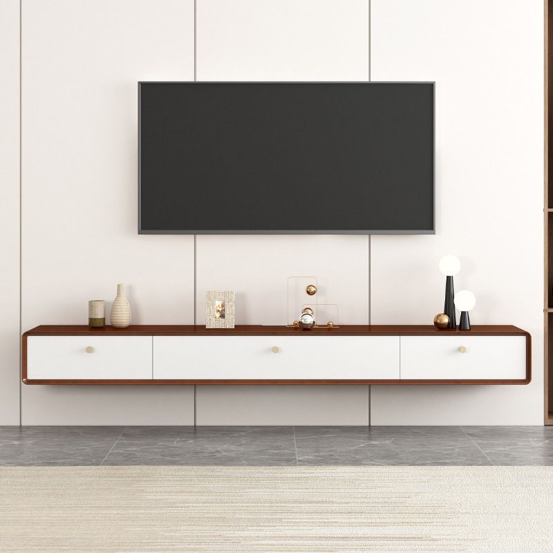 Contemporary Style Wall-mounted TV Stand Rubber Wood TV Cabinet