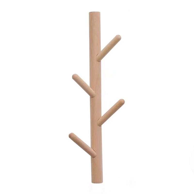 Wood Entry Hall Tree Wall-Mounted Hooks Modern Coat Hanger Coat Hanger