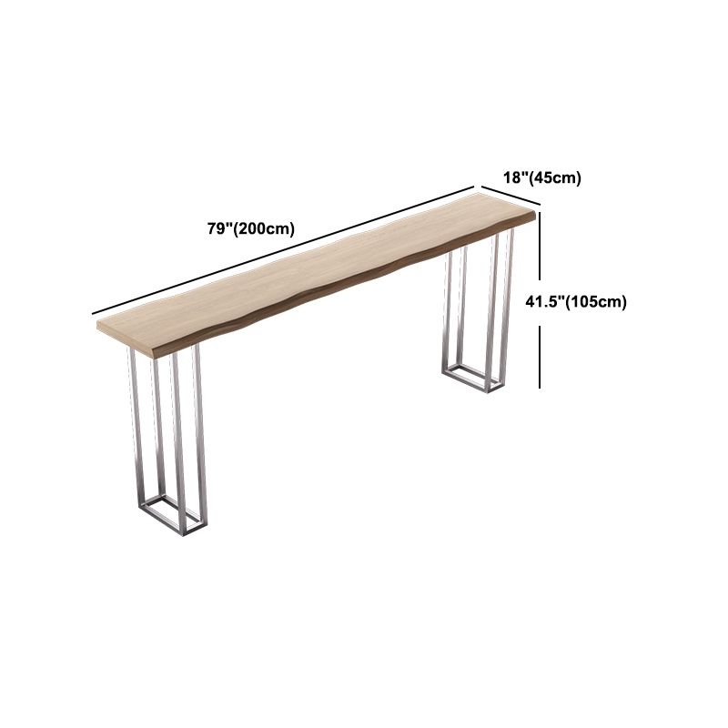 Rectangular Pine Wood Top Bar Table Modern Bar Table with Double Pedestal