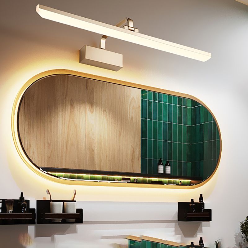 Metal Linear Shade Mirror Wall Lights Modern 1 Head Wall Mount Fixture for Lavatory