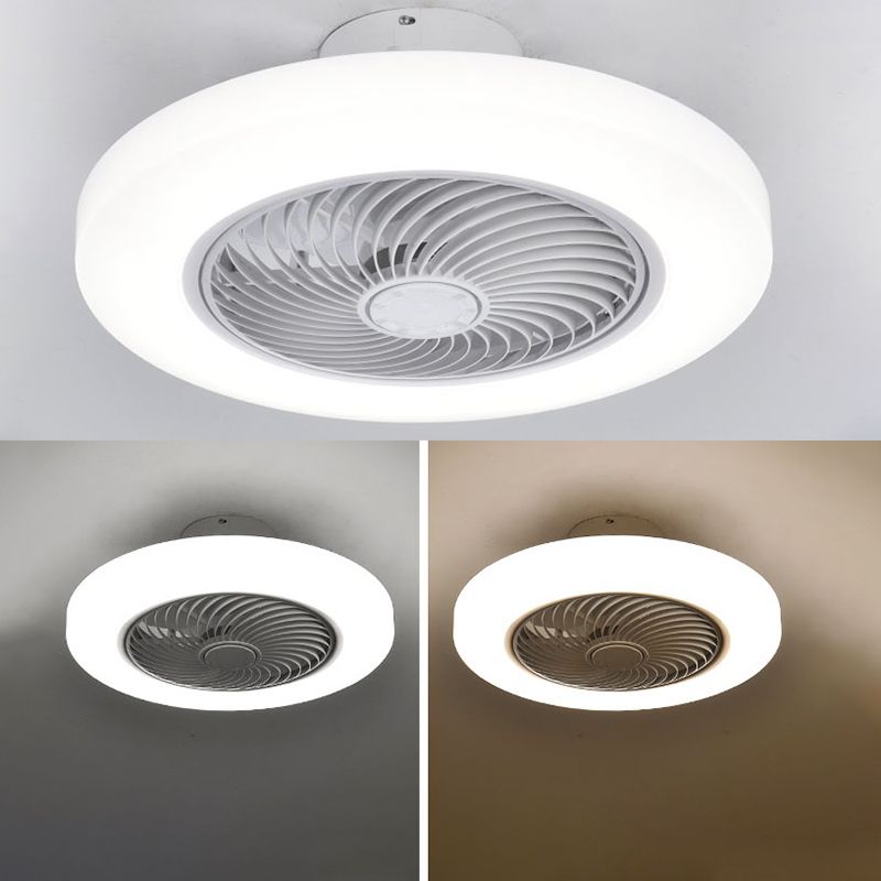 Ventilatore a led acrilico circolare ventola minimalista semi -rulli per la camera da letto