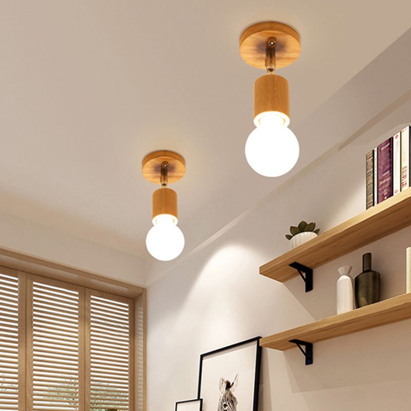 Contemporary Wooden Ceiling Light Creative Flush Mount Light Fixture for Bedroom