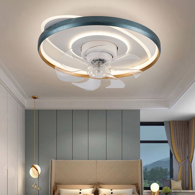 Round Ceiling Fan Light Modern LED Ceiling Mount Lamp with Acrylic Shade for Bedroom