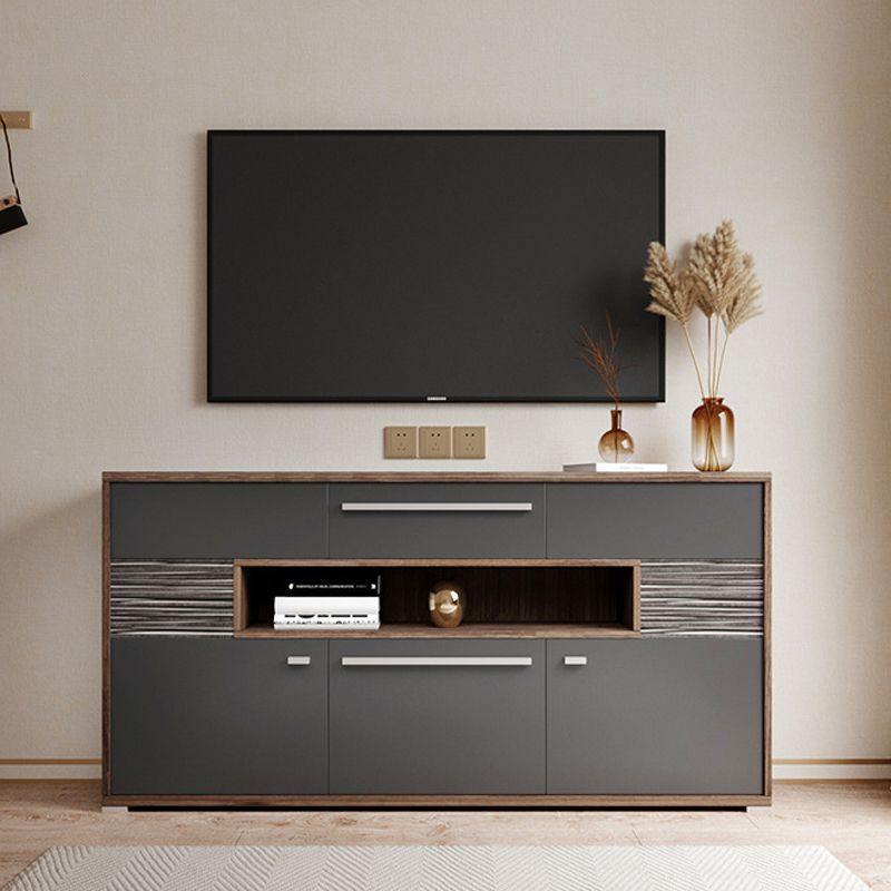 Modern TV Stand Console Faux Wood TV Stand Console with 2 Storage