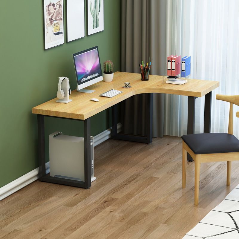 Metal and Wooden Writing Desk Industrial L-Shape Office Desk for Office