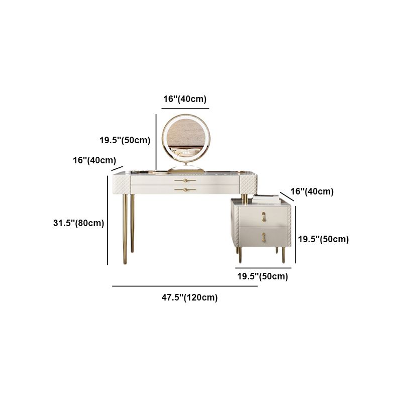 Glam Style Solid Wood Dresser with 4 Drawers Off-white Metal Base