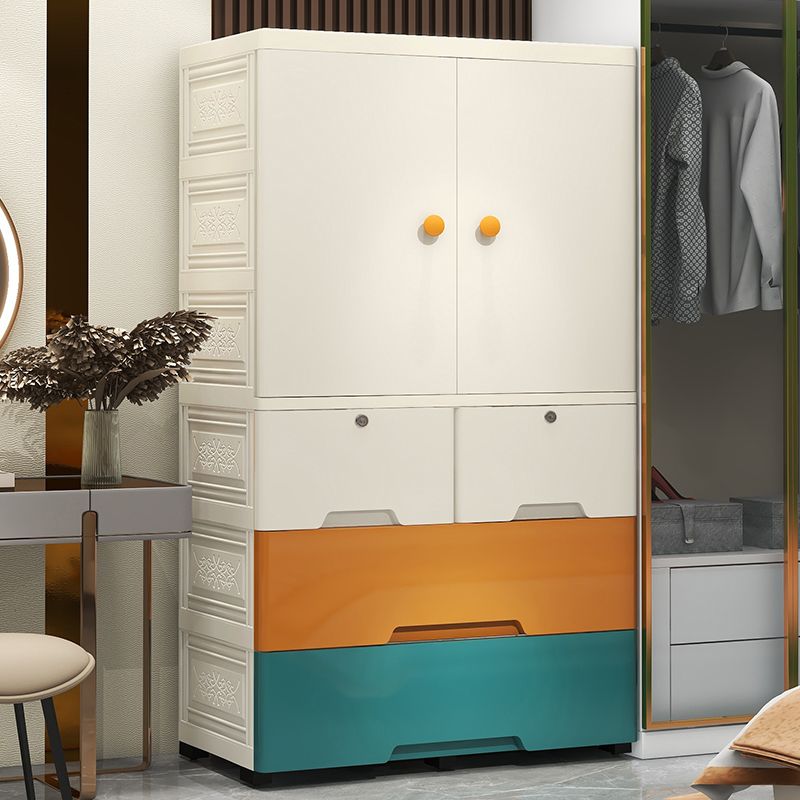 Contemporary Kid's Wardrobe Plastic Kids Closet with Drawers for Bedroom