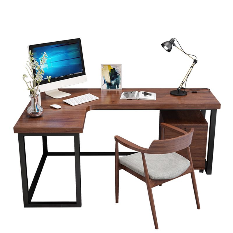 Home Writing Table Industrial L-Shape Solid Wood Working Desk