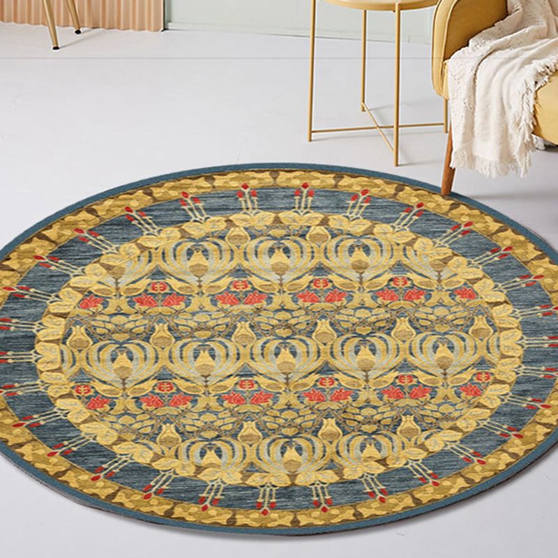 Traditionele ronde tapijten polyester gebied tapijt niet-slip achterste binnenkleed tapijt voor thuis