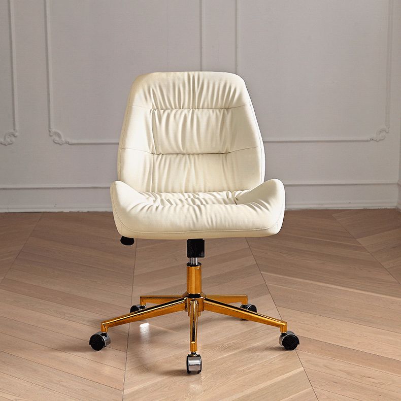 Contemporary Tufted Swivel Chair Faux Leather Task Mid-Back Chair