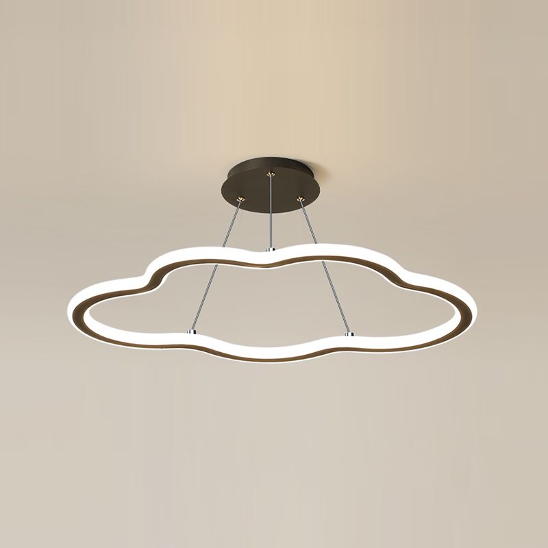 Cloud Shape Metal Pendant Light Fixture Modern Style 1 Light Hanging Light in Black