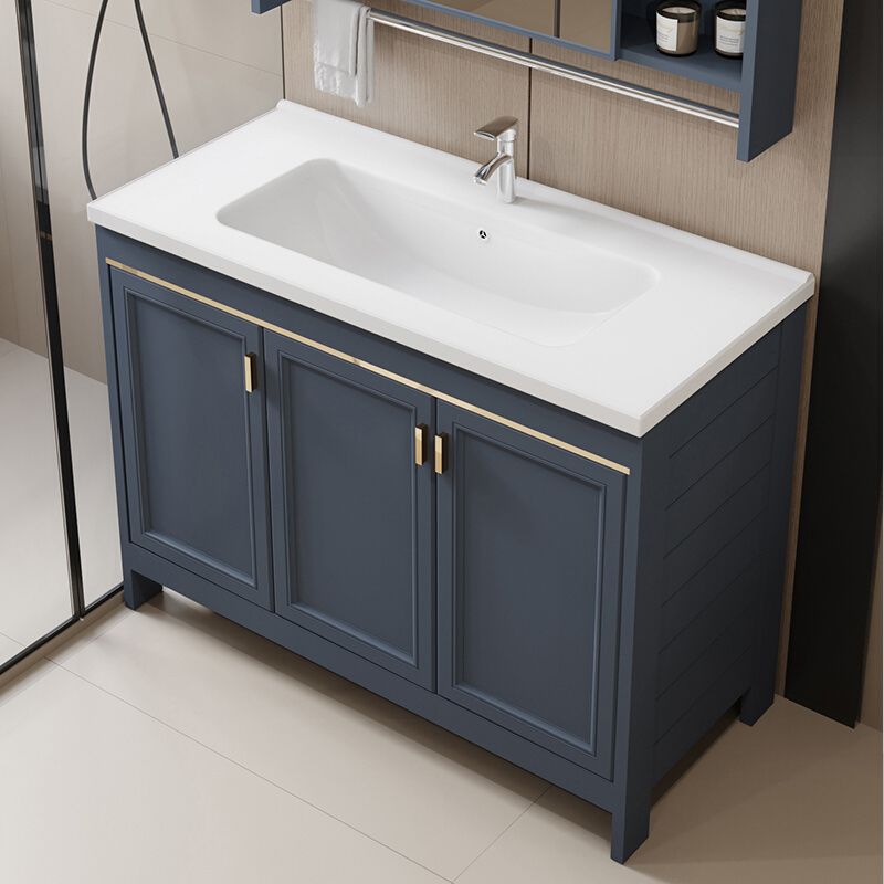 Glam Blue Ceramic Bathroom Sink Vanity Single-Sink Rectangular Vanity