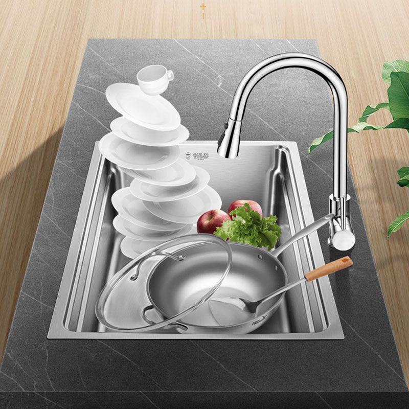 Drop-In Kitchen Sink Stainless Steel Kitchen Sink with Basket Strainer