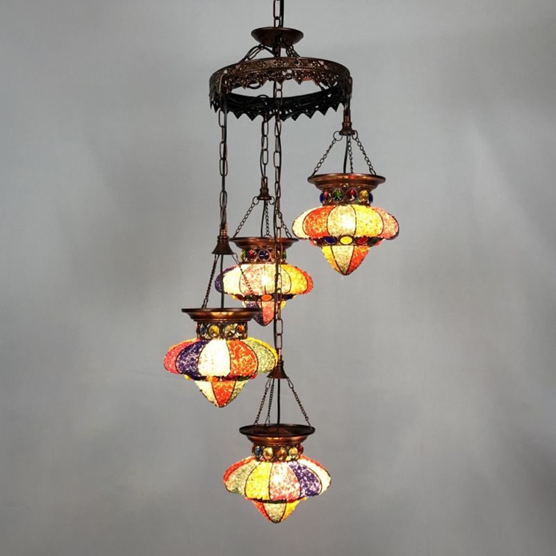 4/6 luci lampadario in metallo lampada antica a forma di urna rame illuminazione sospensione sala da pranzo