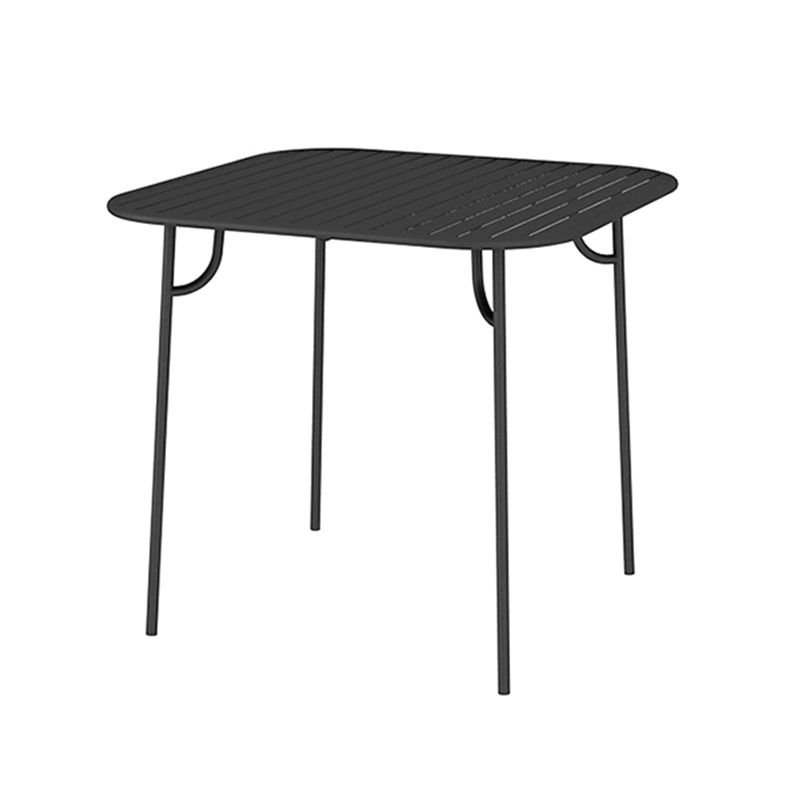 Black Outdoor Iron Patio Table Contemporary Rectangle Rust Resistant Patio Table