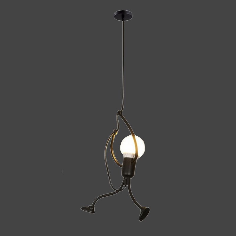 Metal Bare Bulb Pendant Ceiling Light Industrial Style Dinning Room Pendant Light Kit in Black