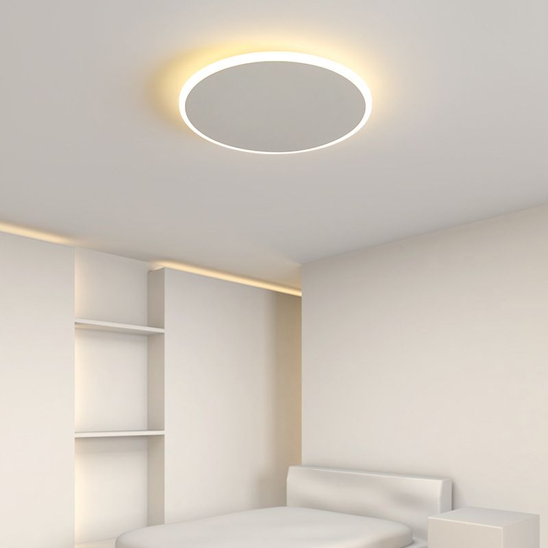 Single White Modern Flush Mount Lighting LED Ceiling Light for Bedroom