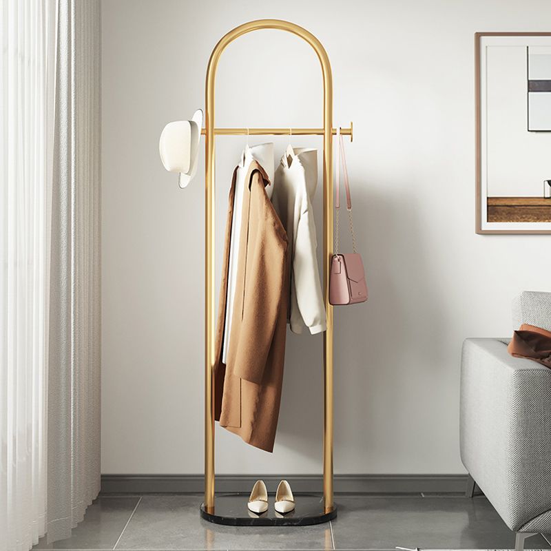 Modern Coat Rack Metal Framed Hanging Rail 2 Hooks Hall Stand