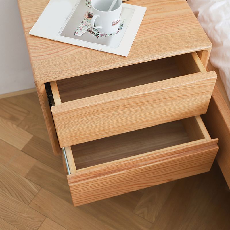 2-Drawer Standard Nightstand in Natural Solid Wood Kids Bedside Table