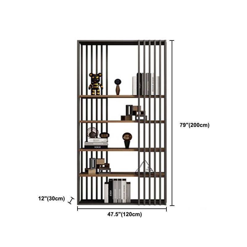 Black Iron Frame Bookshelf Modern Open Storage Bookcase with Multi Shelves