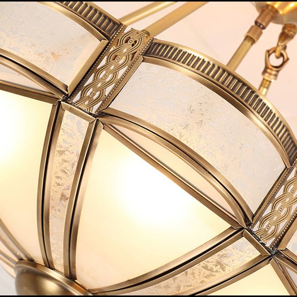 Glass Brass Ceiling Light Fixture Shaded Traditional-Style Ceiling Mount Light Fixture