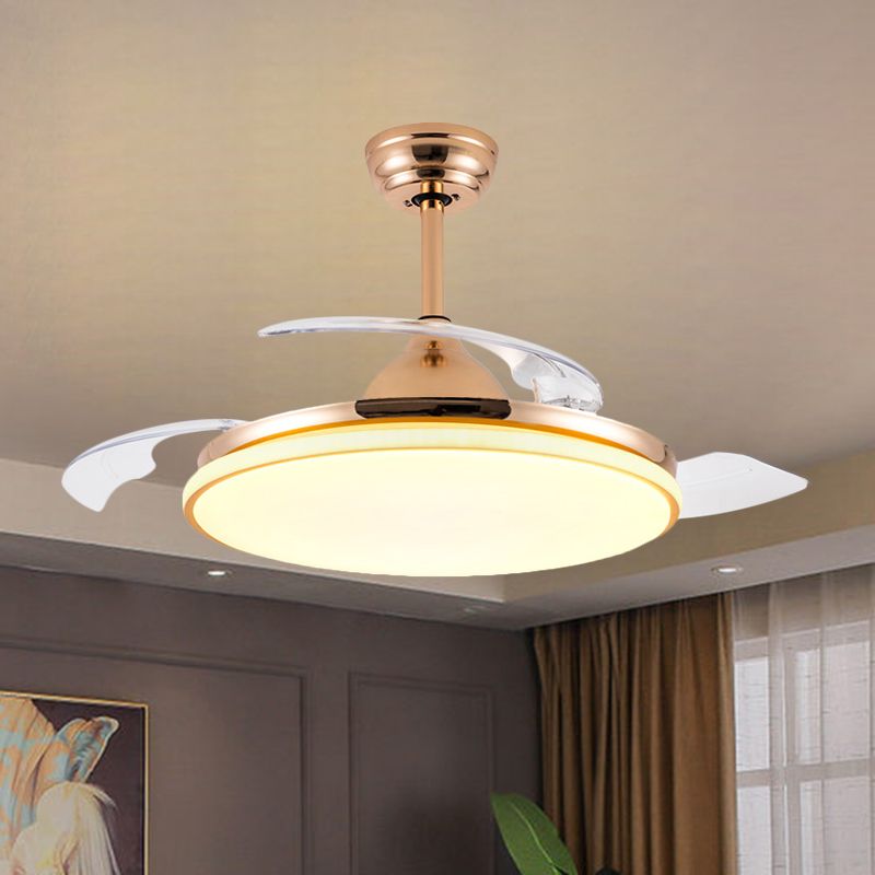 36 "" de large circulaire circulaire semi-luxueux Light Contemporain blanc / noir / or Éclairage de ventilateur à LED à LED à 3 lames pour le salon