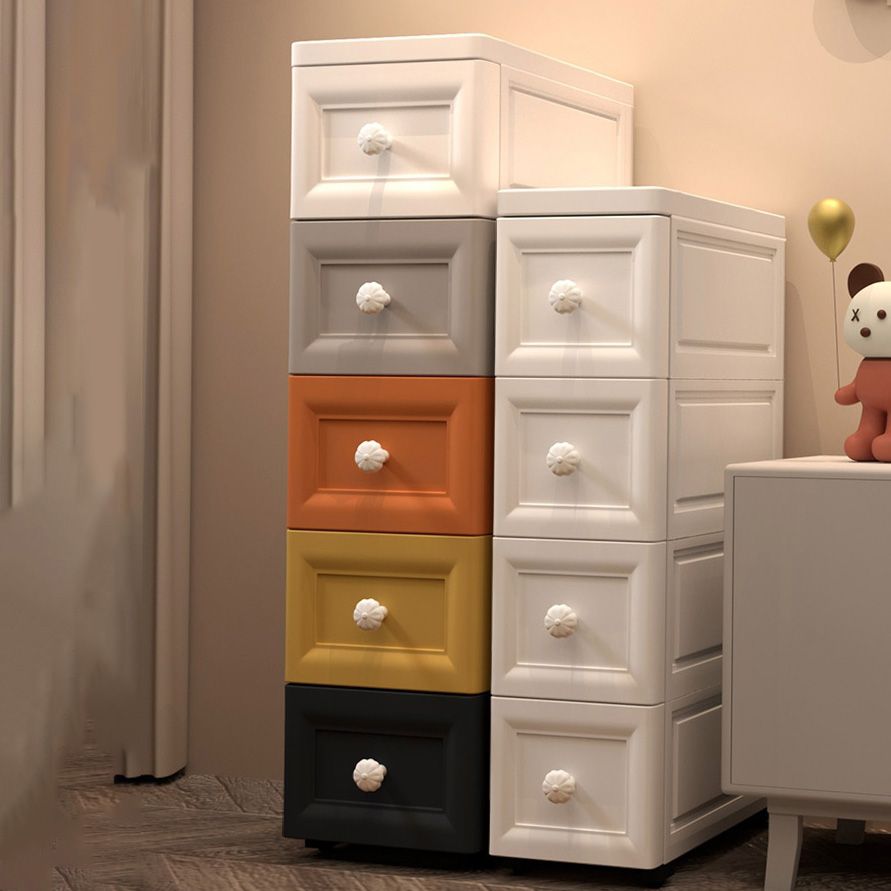 Vertical Plastic Modernism Nursery Dresser with 5 Drawers for Bedroom