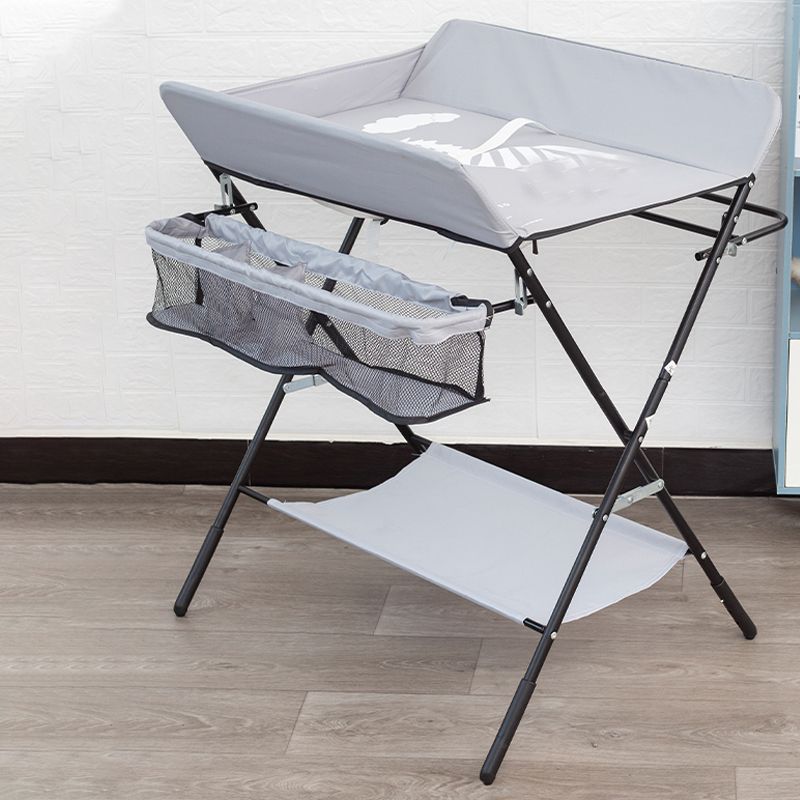 Folding Changing Table Flat Top Changing Table with Safety Rails and Storage