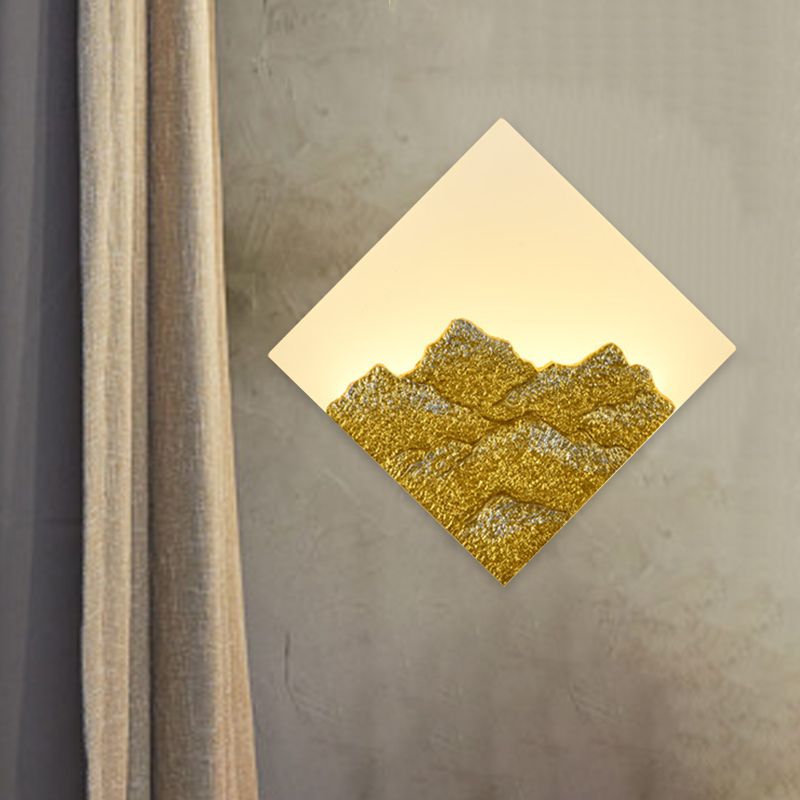 Iluminación de rombos estampados de montaña Malody Style Acrylic Silver/Gold LED Spl aplanador para dormitorio