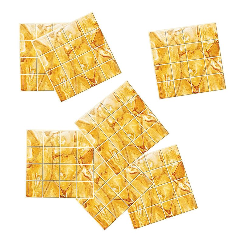 Yellow Faux Marble Wallpaper Panels Pick Up Stick Wall Art for Washroom (30 Pieces)