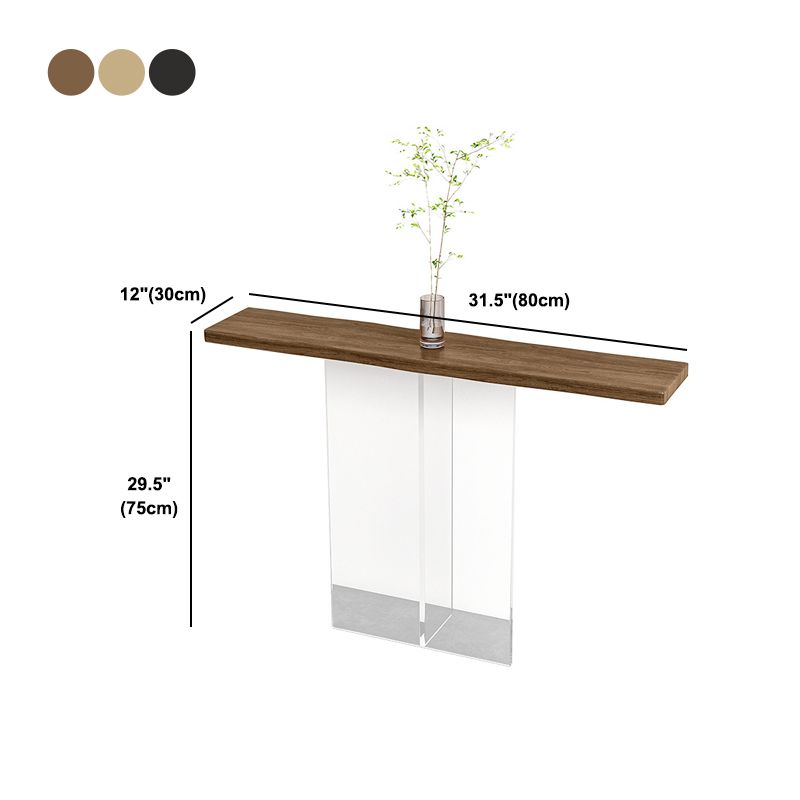 Solid Wood Scratch Resistan Rectangle Console Table Acrylic Frame Accent Table