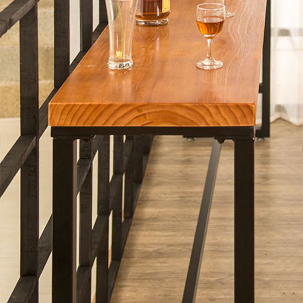 Industrial Bar Table Solid Wood Bar Dining Table with Trestle Base