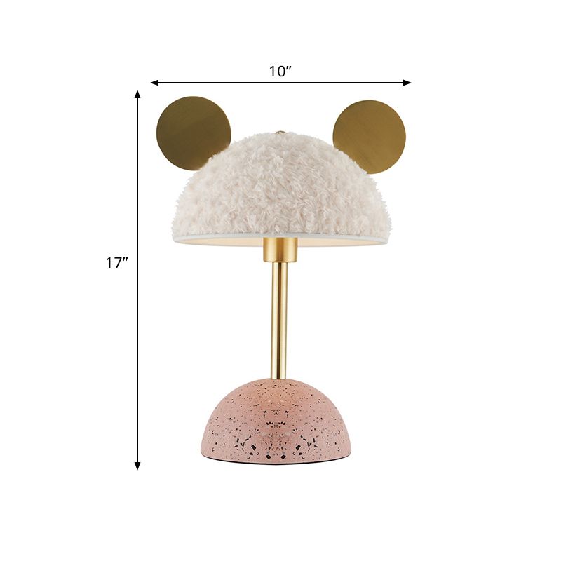 Villus Domed Nightstand Light Macaron 1 Head White Night Table Lamp with Pink Marble Base