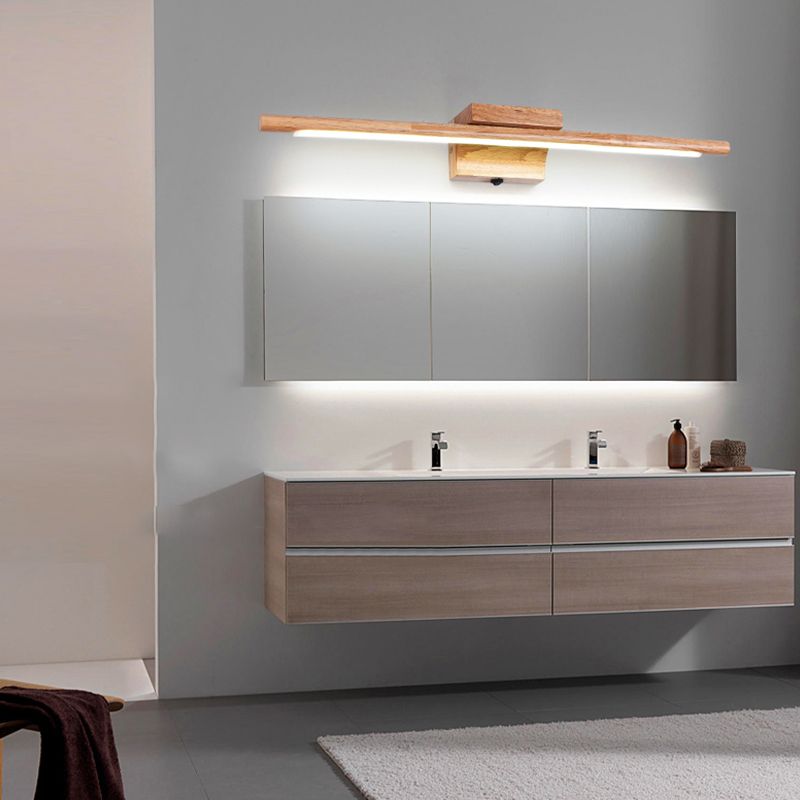 Modern Simple Wooden Vanity Light Strip Shape Vanity Lamp for Shower Room