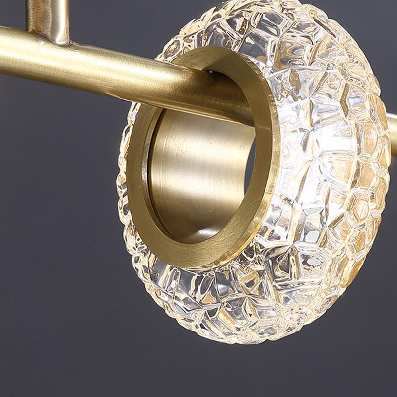 Geometric Gold Chandelier Postmodern Brass Chandelier Pendant with Crystal for Bedroom