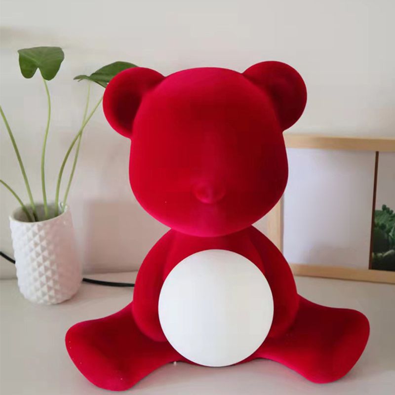 Macaroon Bear Table Lamp 1-Light Desk Light with Glass Shade for Bedroom