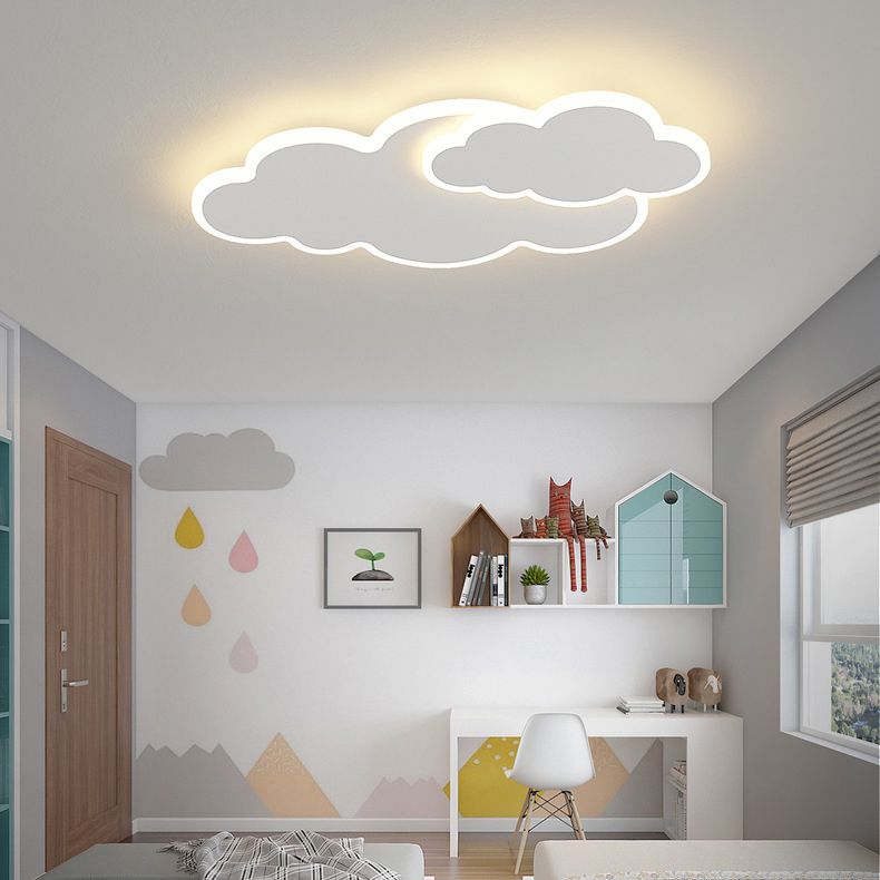 Cloud Shape Flush Light Modern Style Metal 2 Lights Flush Mount for Bedroom