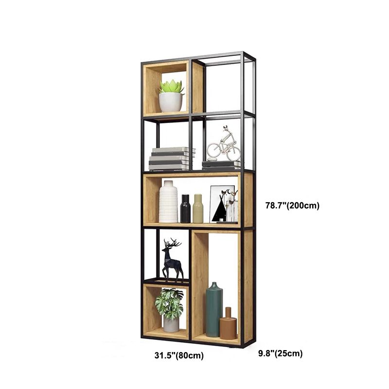 Contemporary Metal and Wooden Shelf Bookcase Open Bookcase for Office