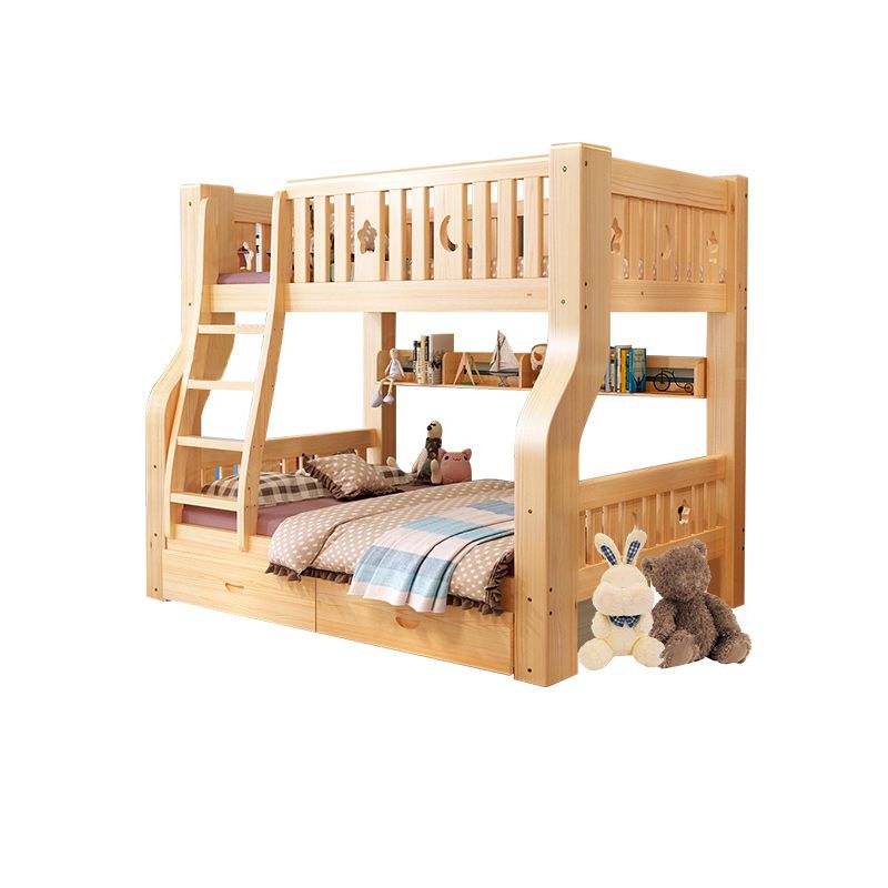 Scandinavian Bunk Bed Natural Pine No Theme Kids Bed with Drawers