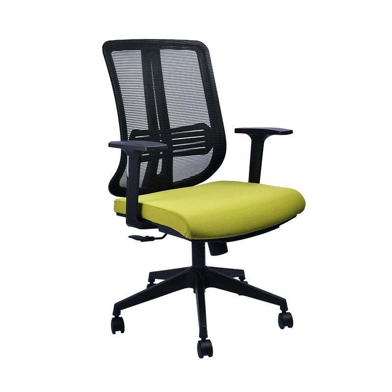 Contemporary Office Chair Conference Fixed Arms Chair with Wheels