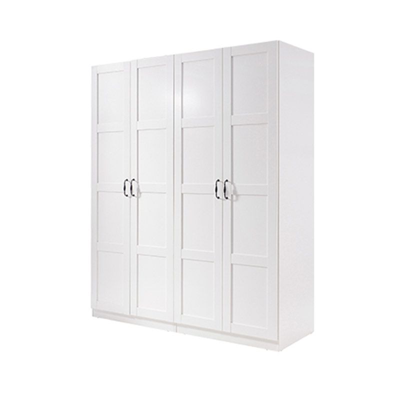 White Wardrobe Closet with Garment Rod Manufactured Wood Youth Armoire