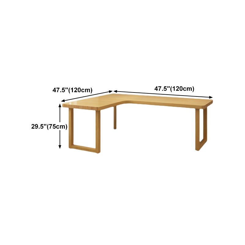 Modern Solid Wood Desk Natural L-Shape Office Writing Desk Excluding Chairs