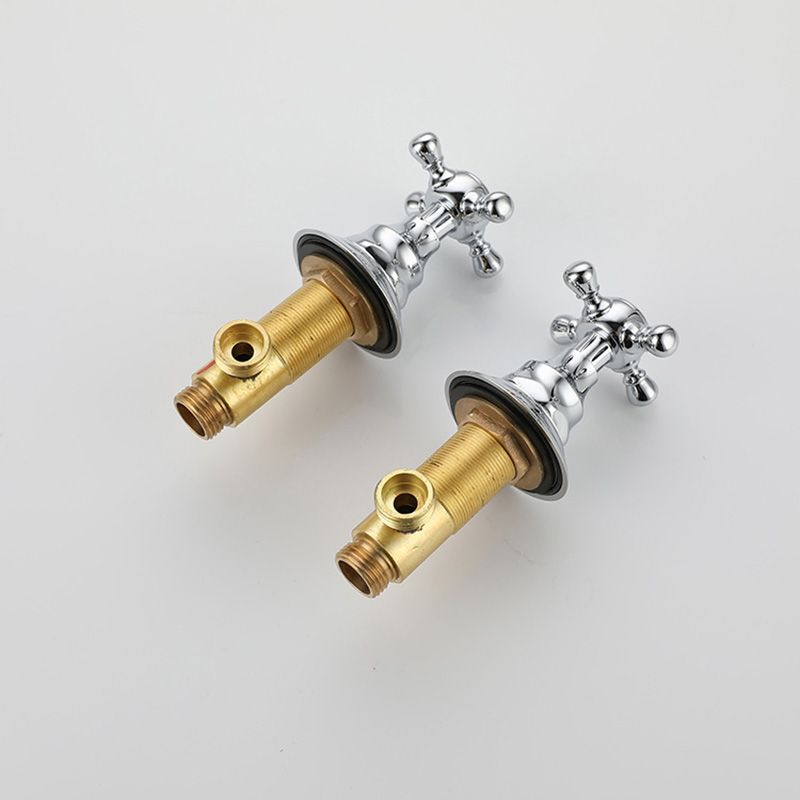 Glam Centerset Faucet Brass 2 Knob Handles 3 Holes Low Arc Bathroom Sink Faucet